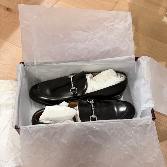 NWT Gucci Jordaan Black Leather Slip-On Loafers